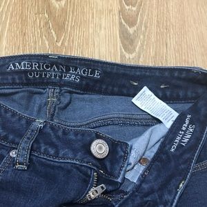 Dark Wash AE Skinny Super Stretch Jeans 4 Short